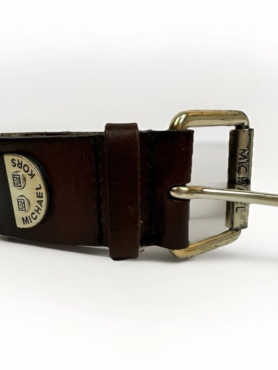 ✨? Vintage Michael Kors Brown Double Leather Boho Belt Silver Hardware Medium ✨ main image 11